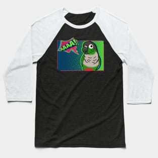 Screaming Green Cheeked Conure Comic Baseball T-Shirt